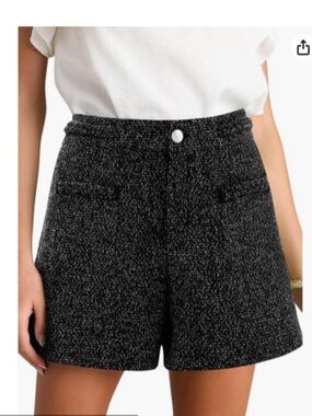 Black Tweed High-Waist Women’s Shorts